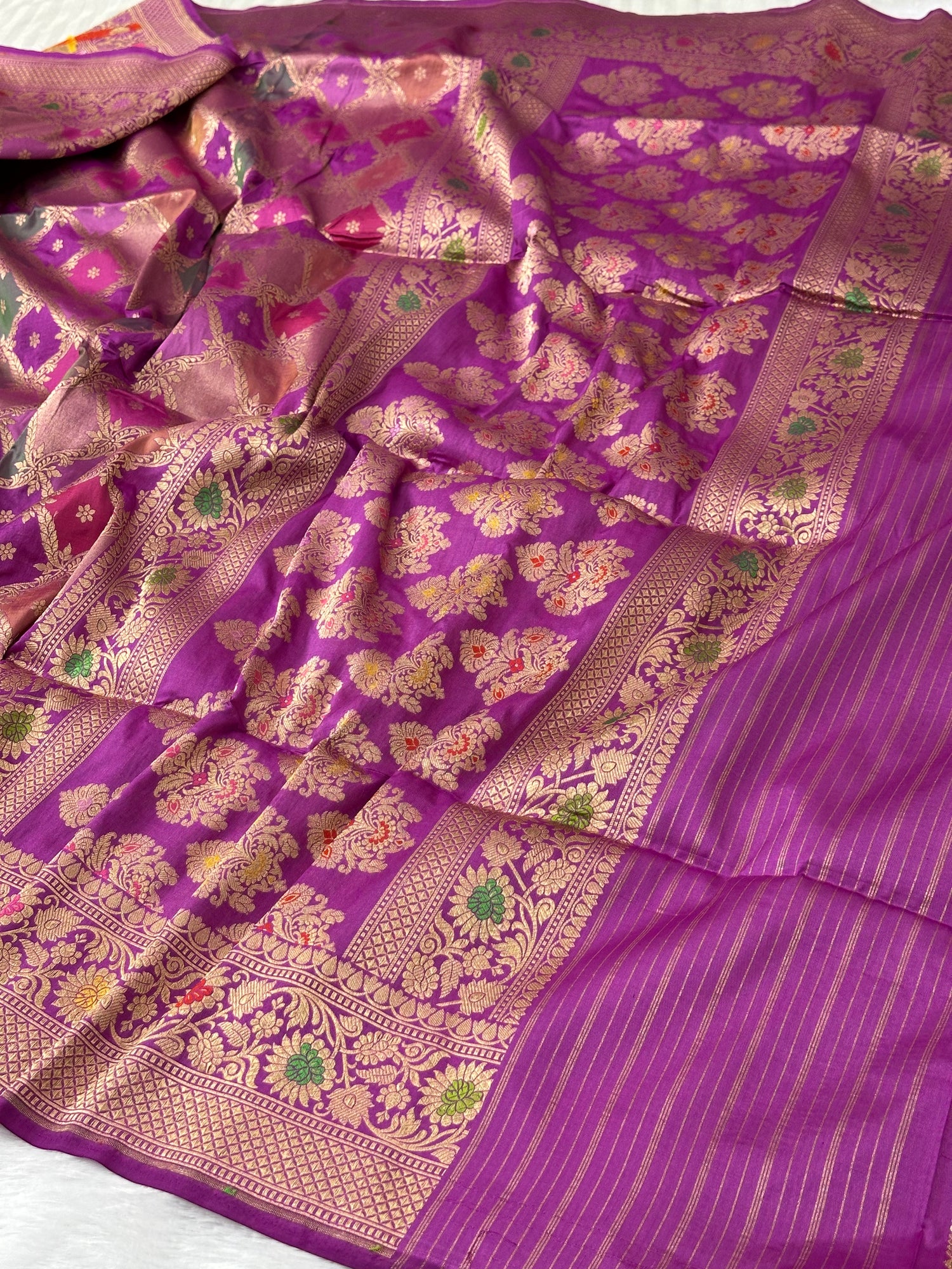 Purple Rangkaat Pure Katan Silk Banarasi Saree