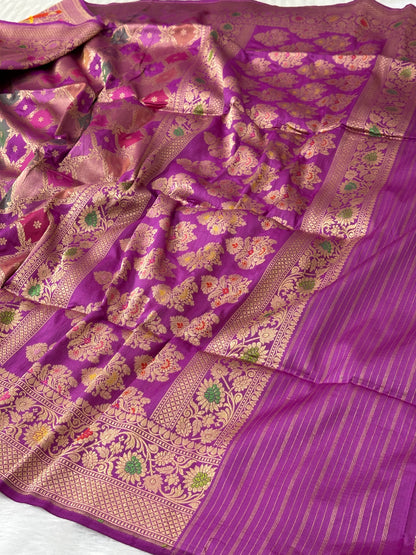 Purple Rangkaat Pure Katan Silk Banarasi Saree