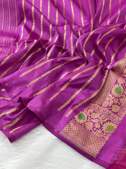Purple Rangkaat Pure Katan Silk Banarasi Saree