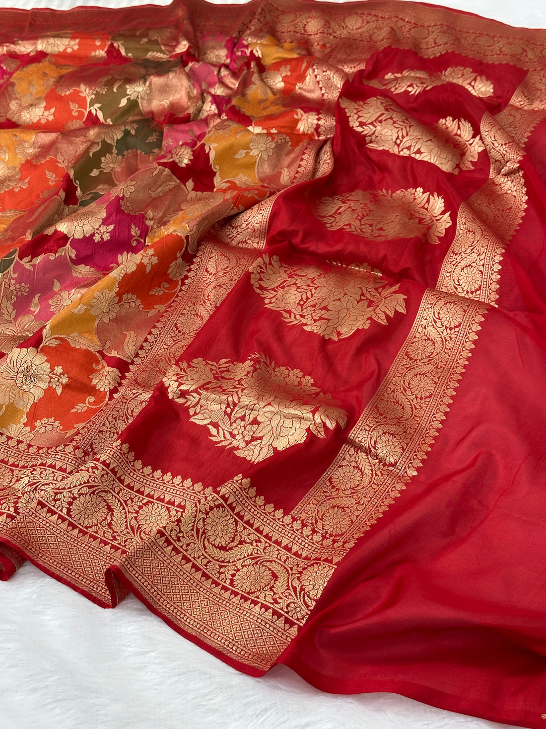 Red Rangkaat Pure Katan Silk Banarasi Saree