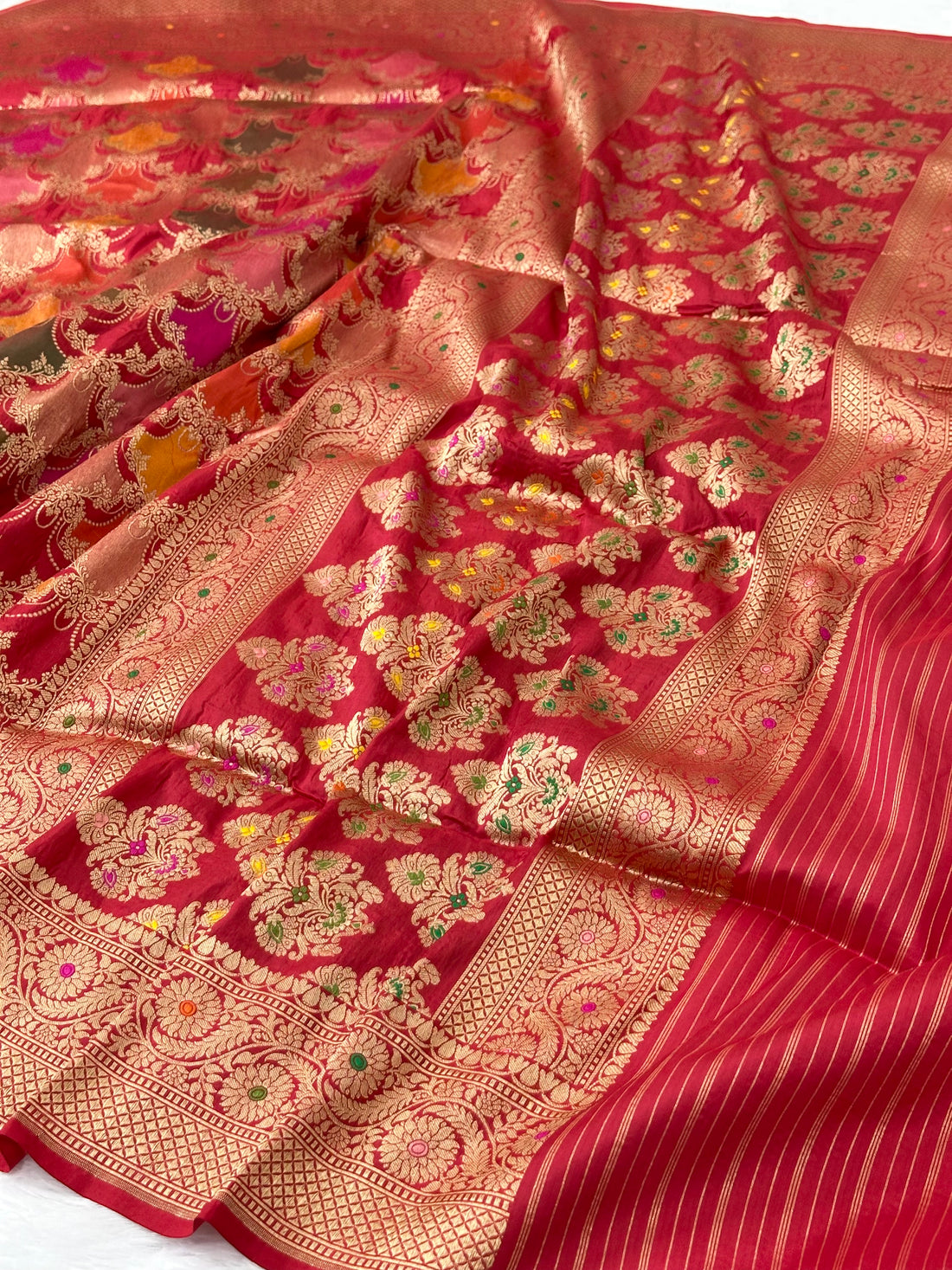 Red Rangkaat Pure Katan Silk Banarasi Saree