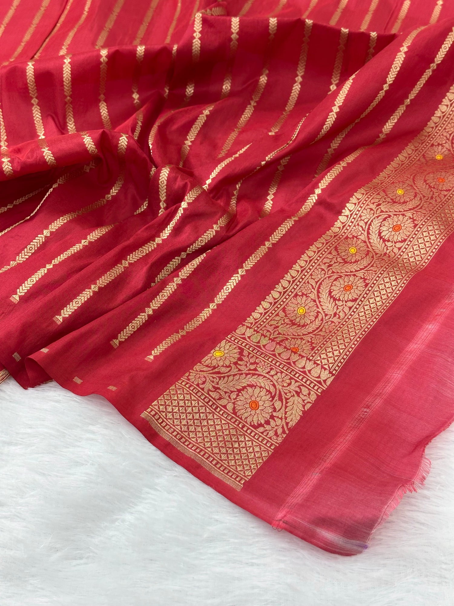 Red Rangkaat Pure Katan Silk Banarasi Saree