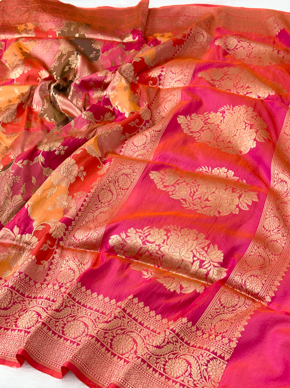 Pink Rangkaat Pure Katan Silk Banarasi Saree