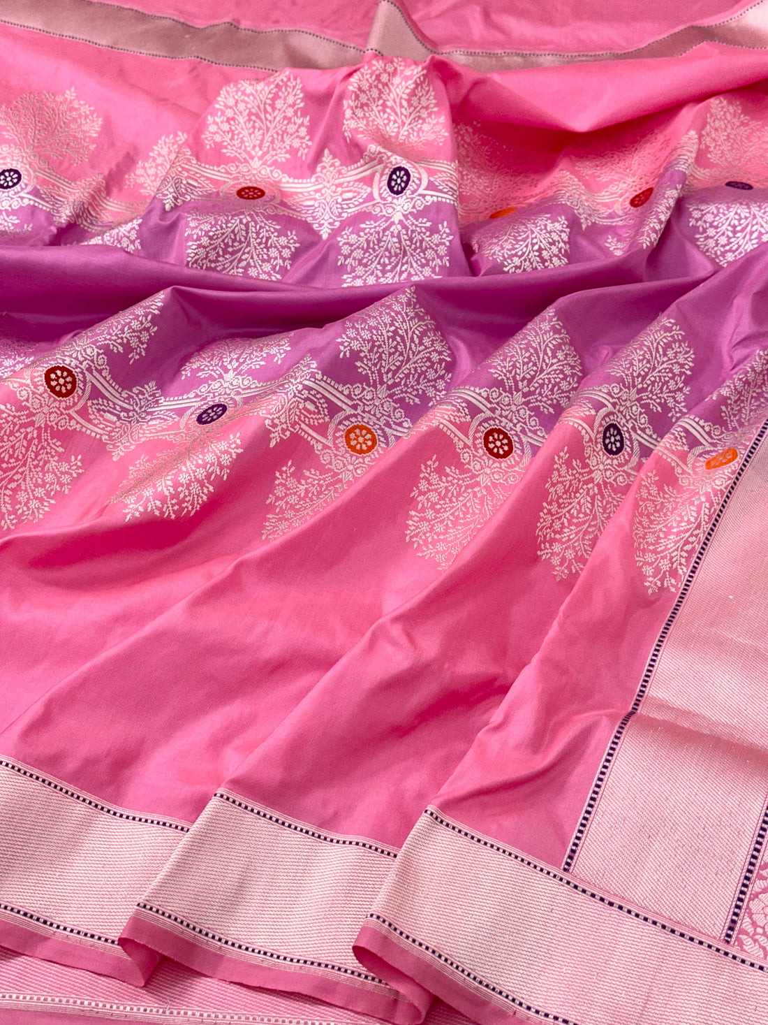 Baby Pink Pure Handwoven Banarasi katan Silk Saree