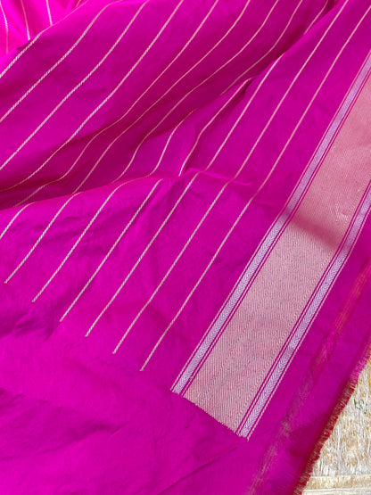 Magenta Handwoven Pure katan Silk Banarasi Saree