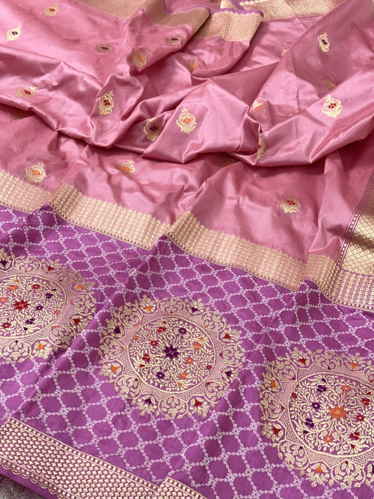 Powder Pink Pure Handwoven Banarasi Katan Silk Saree