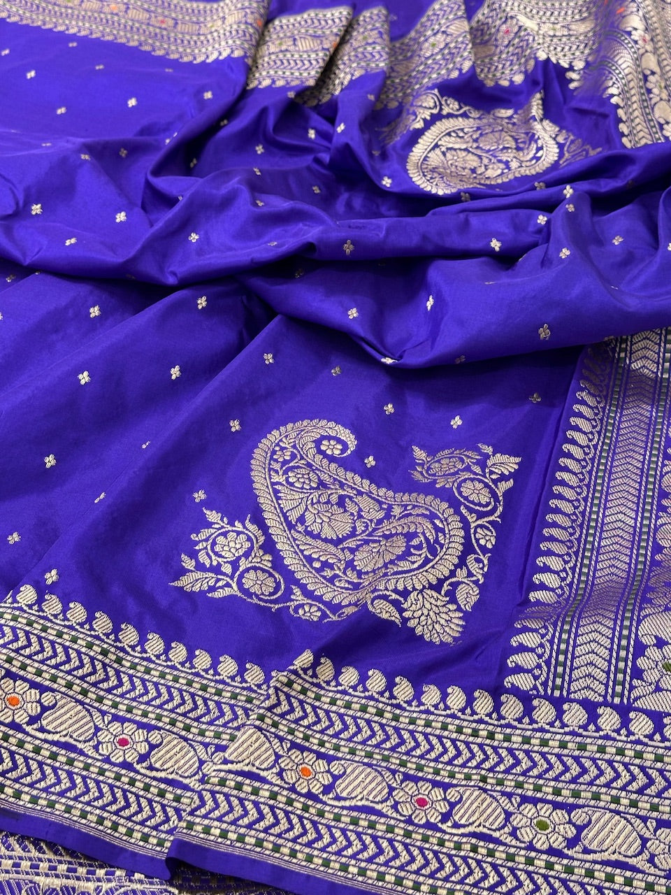 Royal Blue Pure Handwoven Banarasi Katan Silk Saree