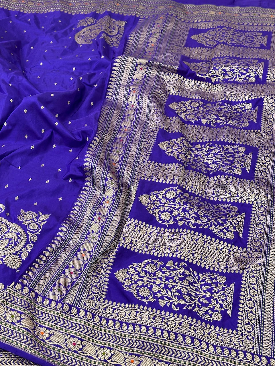 Royal Blue Pure Handwoven Banarasi Katan Silk Saree