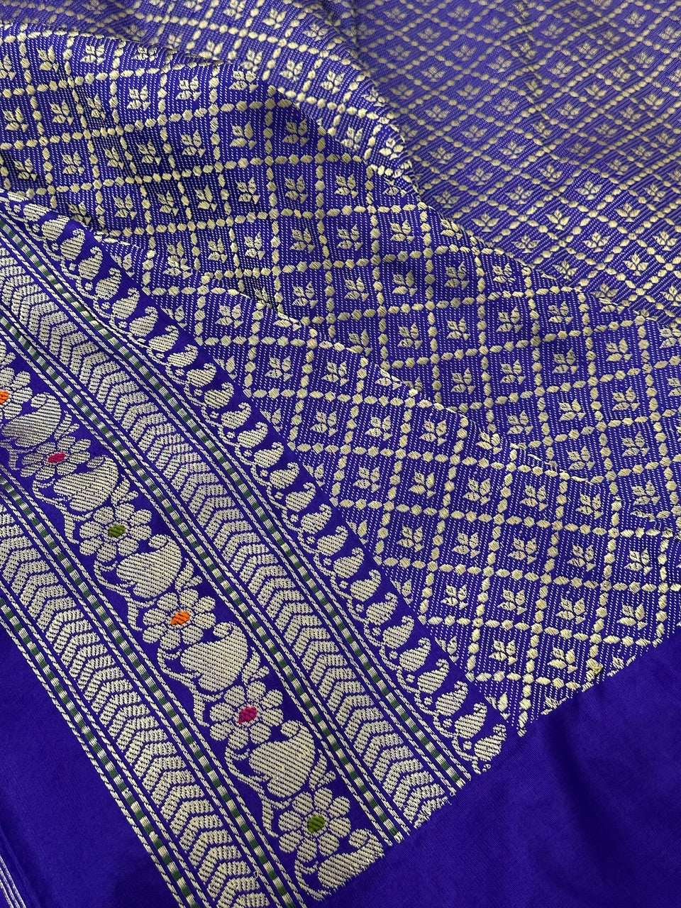 Royal Blue Pure Handwoven Banarasi Katan Silk Saree