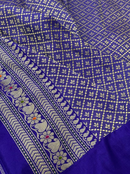 Royal Blue Pure Handwoven Banarasi Katan Silk Saree
