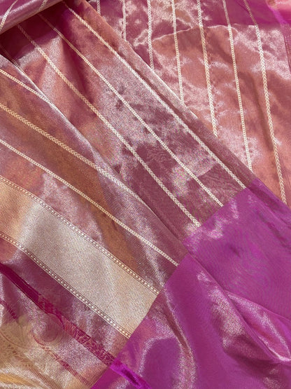 Peach Pure Tissue Handwoven Banarasi Saree