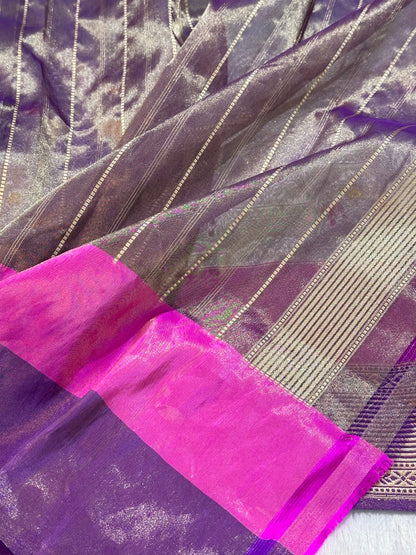 Light Green Shade Pure Tissue Silk Handwoven Banarasi Saree