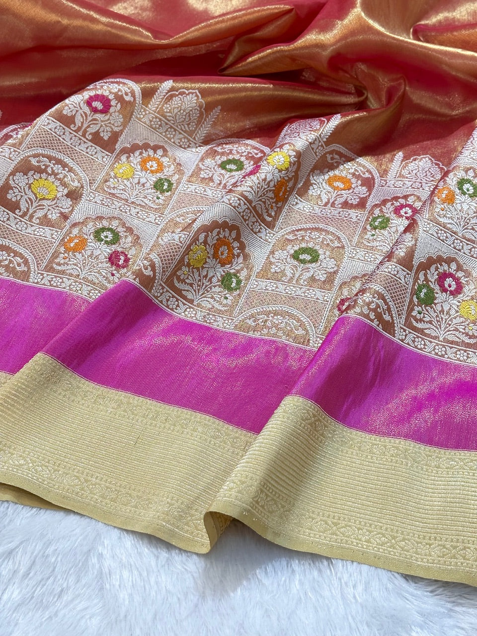 Pure Tissue Silk Handwoven Banarasi Designer Saree