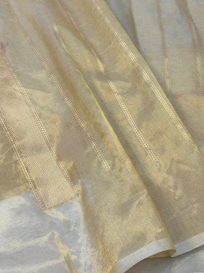 Tusser Shade Pure Tissue Silk Handwoven Banarasi Saree