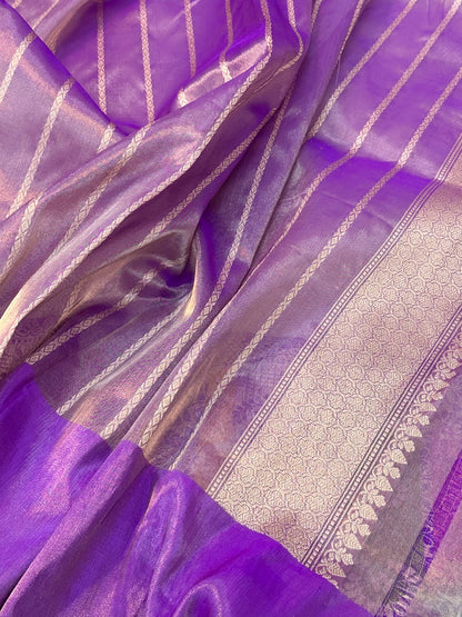Beige color Pure Tissue Silk Handwoven Banarasi Saree