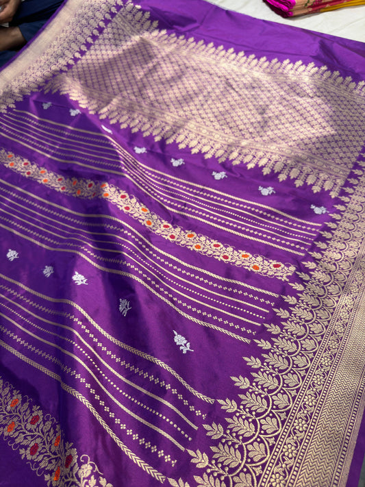 Katan Silk Kadhwa Stripe Sarees