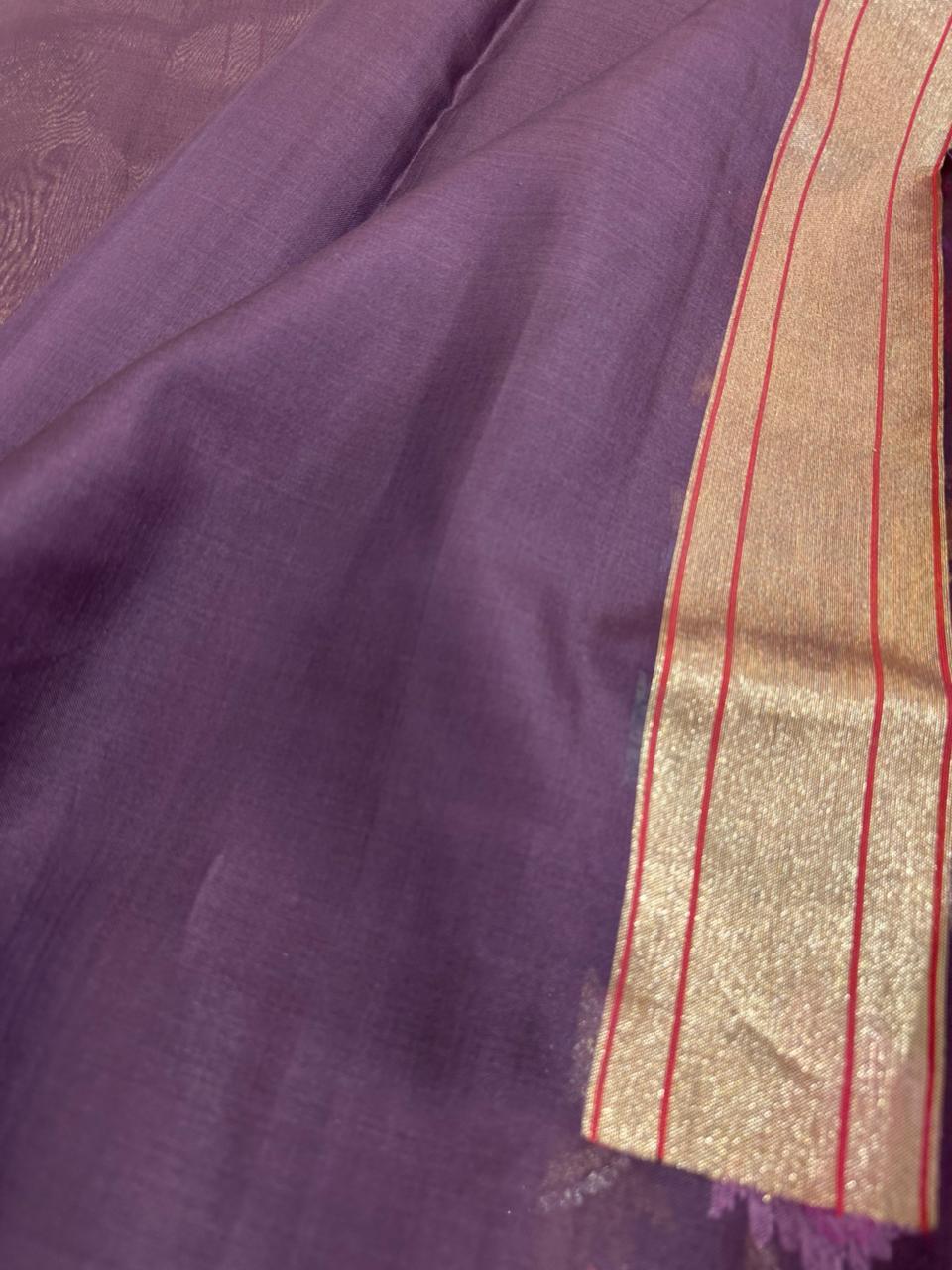 Magenta Purple Pure Organza Handwoven Banarasi Saree