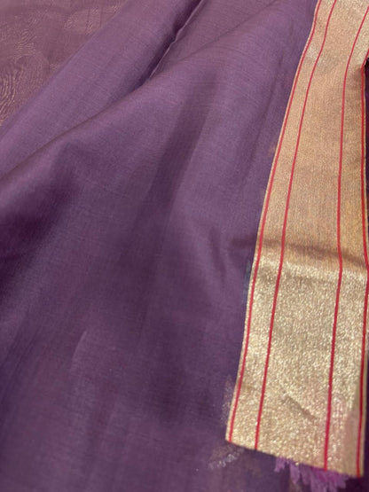 Magenta Purple Pure Organza Handwoven Banarasi Saree