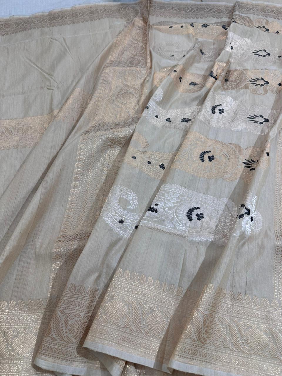 Pure Tussar Georgette Handwoven Banarasi Saree