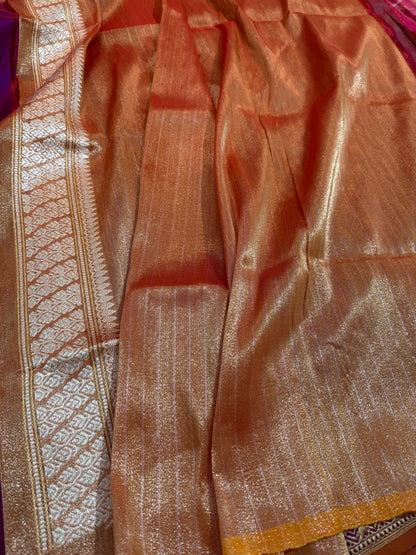 Royal Purple Pure Katan Silk Handwoven Banarasi Saree