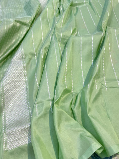 Light Green Shade Pure Katan Silk Handwoven Banarasi Saree