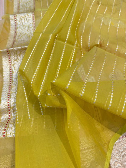 Pink Shade Pure Organza Silk Handwoven Banarasi Saree