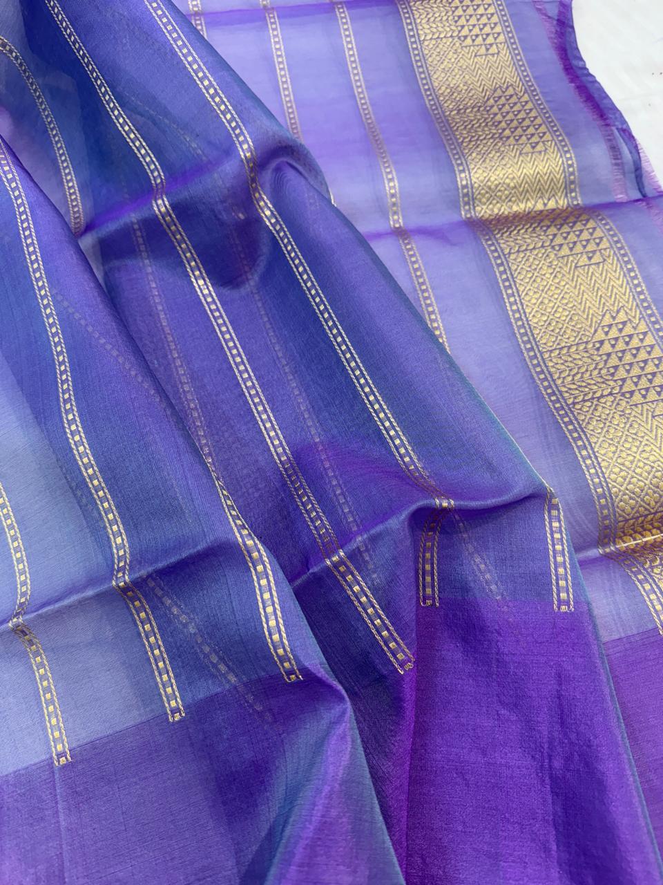 Pastel Green Shade Pure Organza Silk Handwoven Banarasi Saree