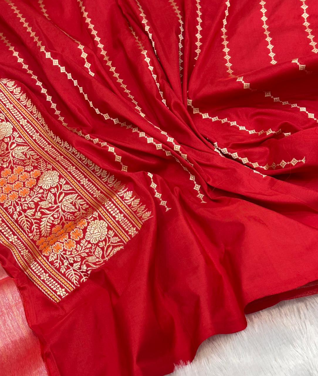 Steel Grey Pure Handwoven Banarasi Tissue Silk Saree