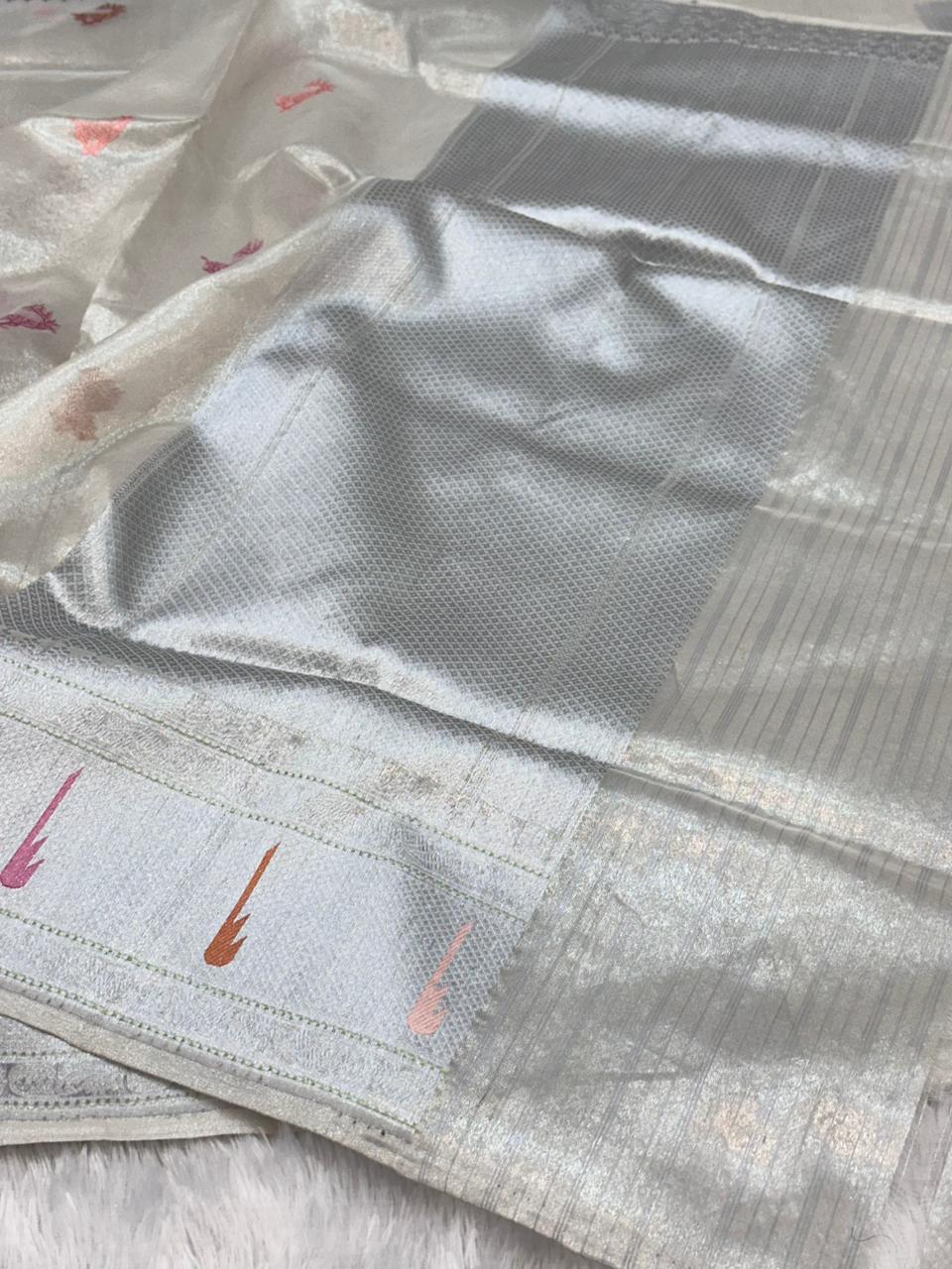 Silvar Pure Handwoven Banarasi Tissue Silk Saree