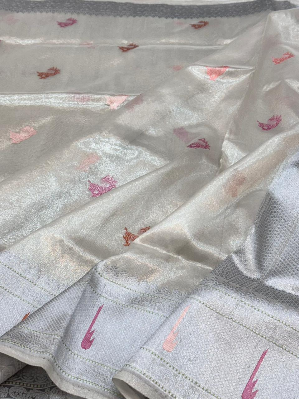 Silvar Pure Handwoven Banarasi Tissue Silk Saree