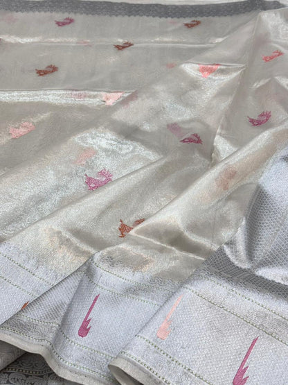 Silvar Pure Handwoven Banarasi Tissue Silk Saree