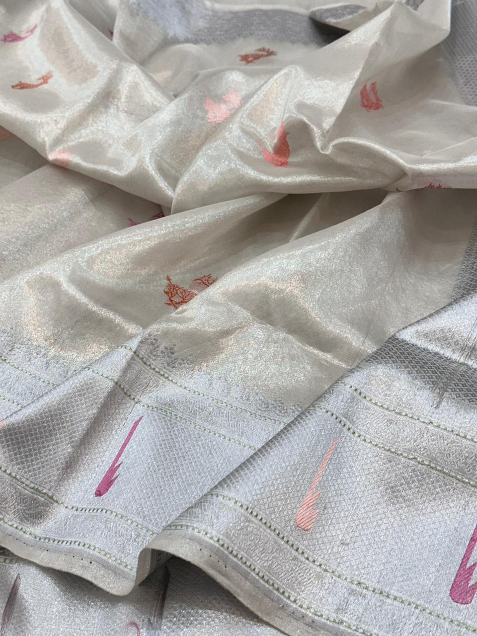 Silvar Pure Handwoven Banarasi Tissue Silk Saree