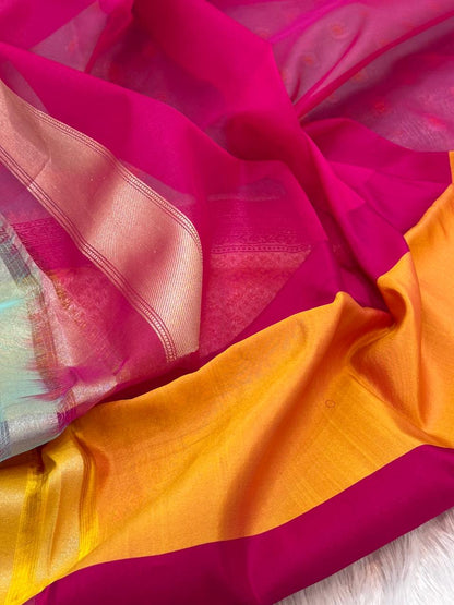 See Green Pure Handwoven Banarasi Tissue Silk Saree