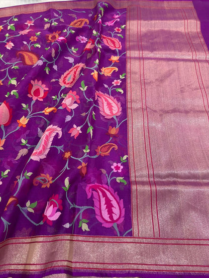 Royal Purple Real Zari Handwoven Banarasi Saree