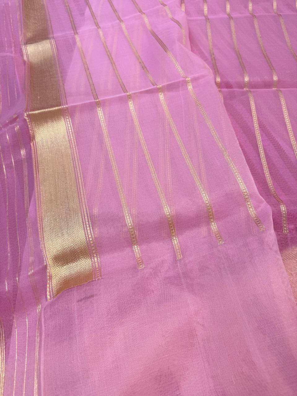 Baby Pink Shade Pure Katan Silk Handwoven Banarasi Saree